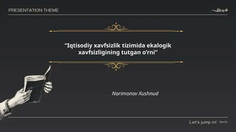 Iqtisodiy xavfsizlik tizimida ekologik xavfsizligining tutgan o'rni