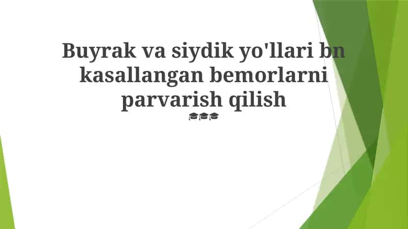 Buyrak va siydik yo'llari bn kasallangan bemorlarni parvarish qilish