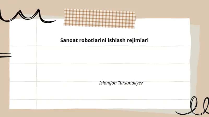 Sanoat robotlarini ishlash rejimlari