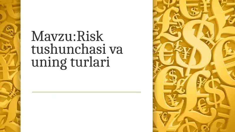 Risk tushunchasi va uning turlari