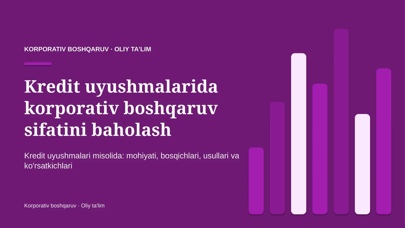 Kredit uyushmalarida korporativ boshqaruv sifatini baholash