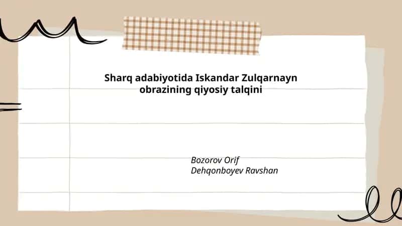 Iskandar Zulqarnayn obrazining qiyosiy talqini