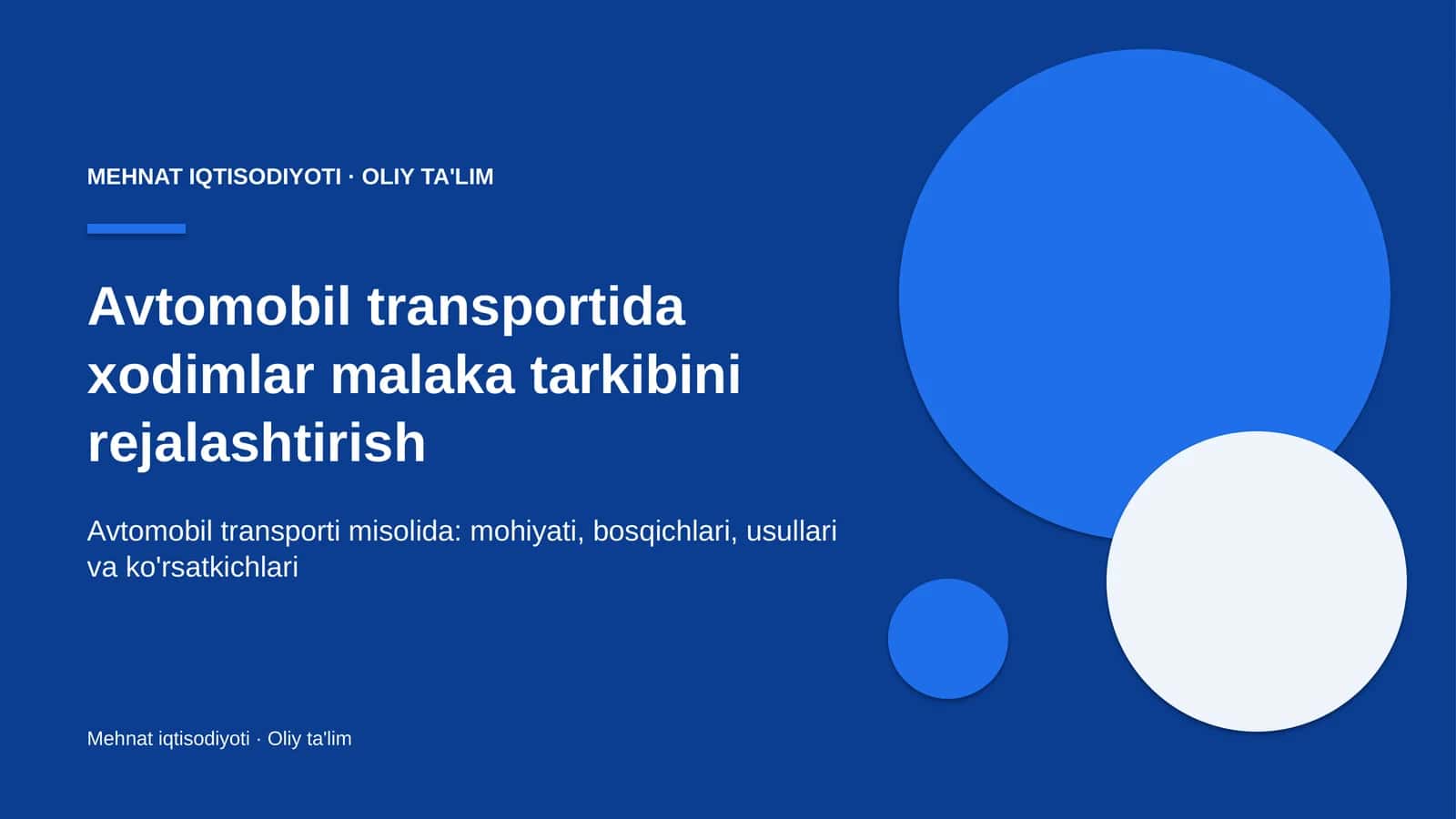 Avtomobil transportida xodimlar malaka tarkibini rejalashtirish