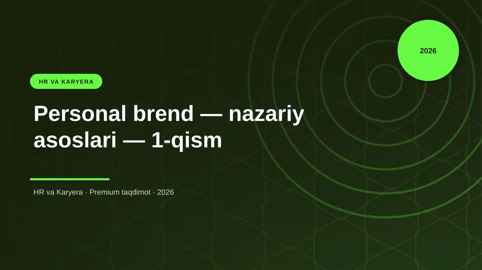 Personal brend — nazariy asoslari — 1-qism