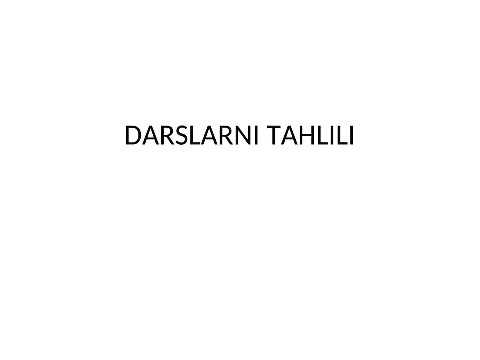 DARSLARNI TAHLILI