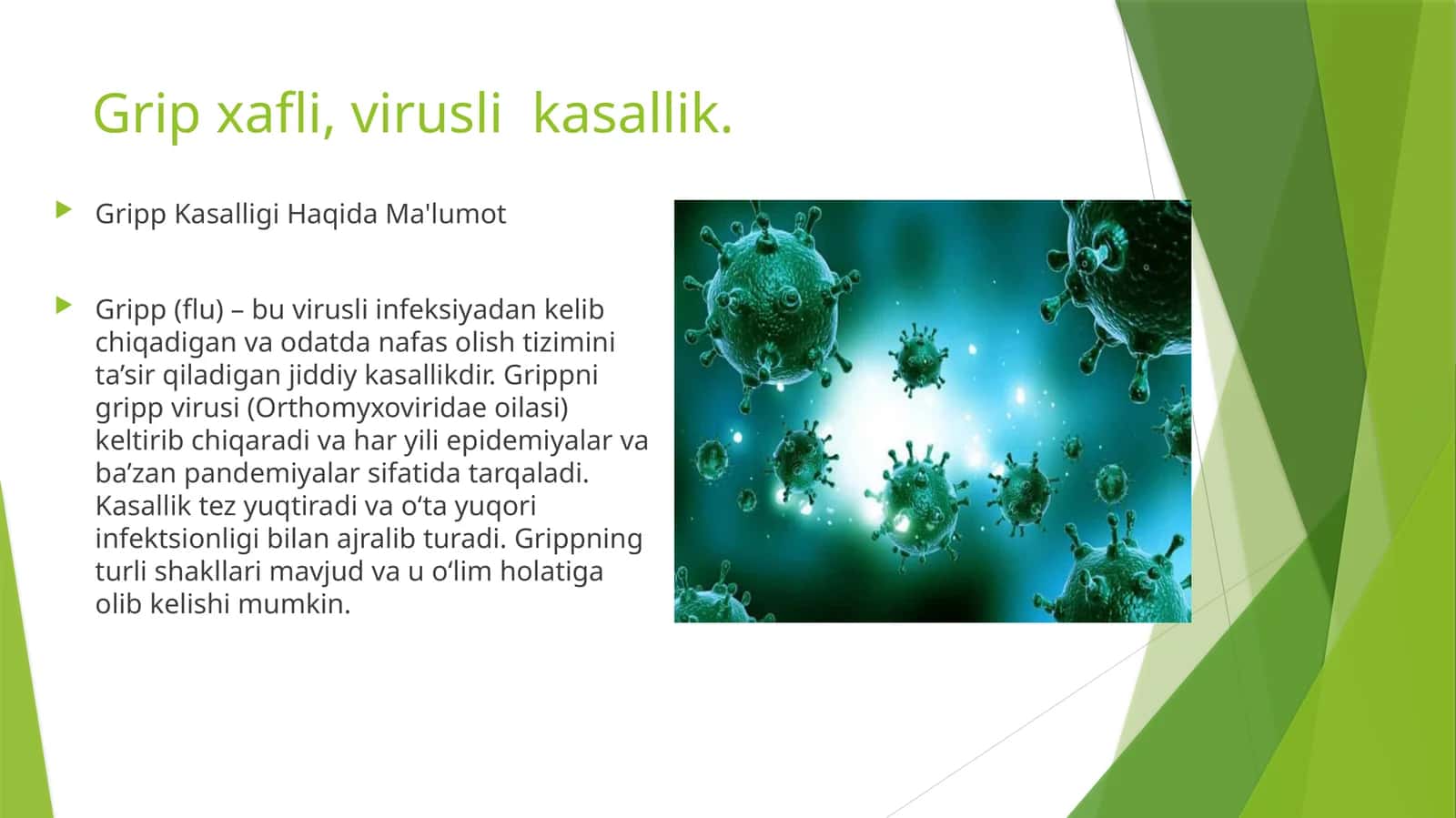 GrippKasalligiHaqidaMa'lumot