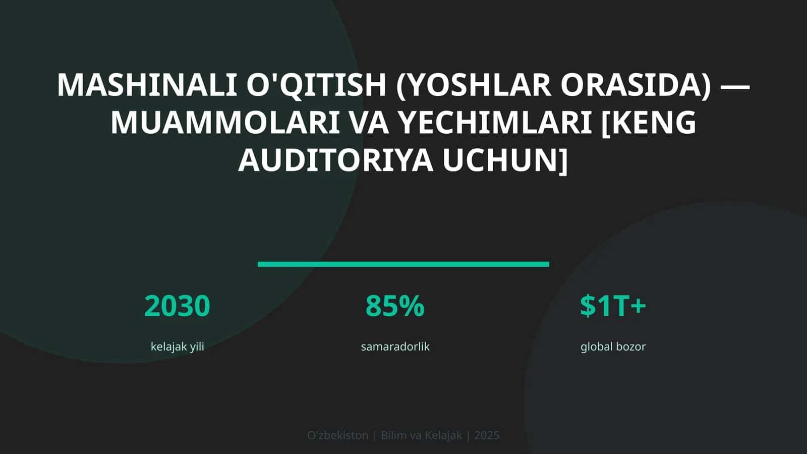Mashinali o'qitish (yoshlar orasida) — muammolari va yechimlari [keng auditoriya uchun]
