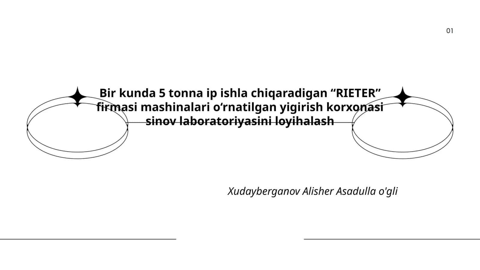 “RIETER” firmasi yigirish korxonasi sinov laboratoriyasini loyihalash
