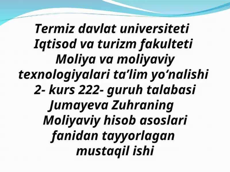 Moliyaviy hisob asoslari