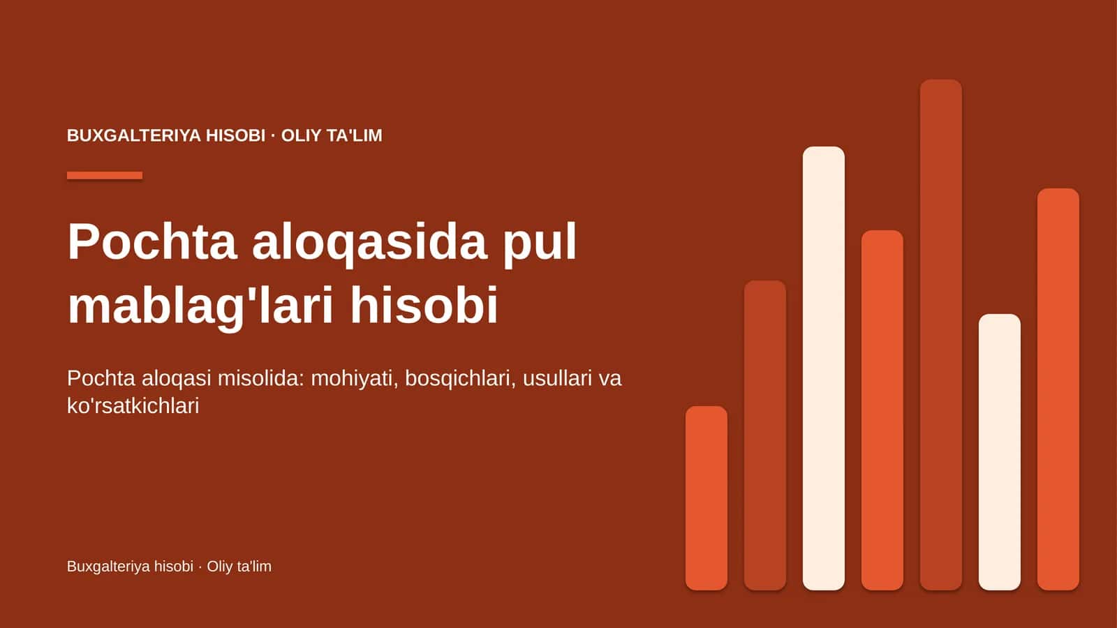 Pochta aloqasida pul mablag'lari hisobi