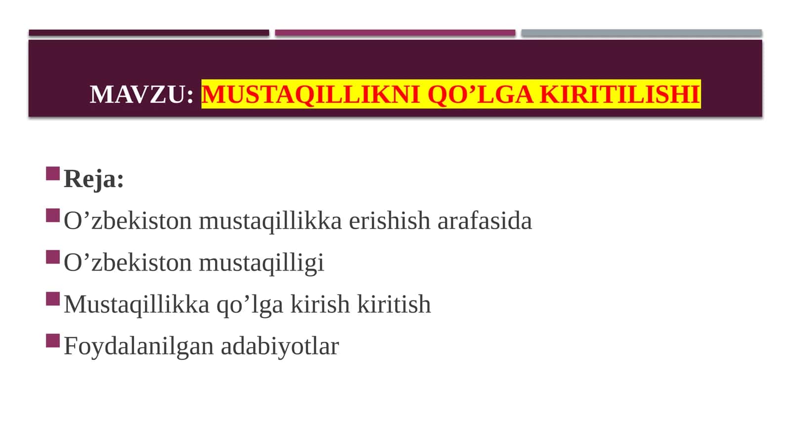 O’zbekiston mustaqillikka erishish arafasida