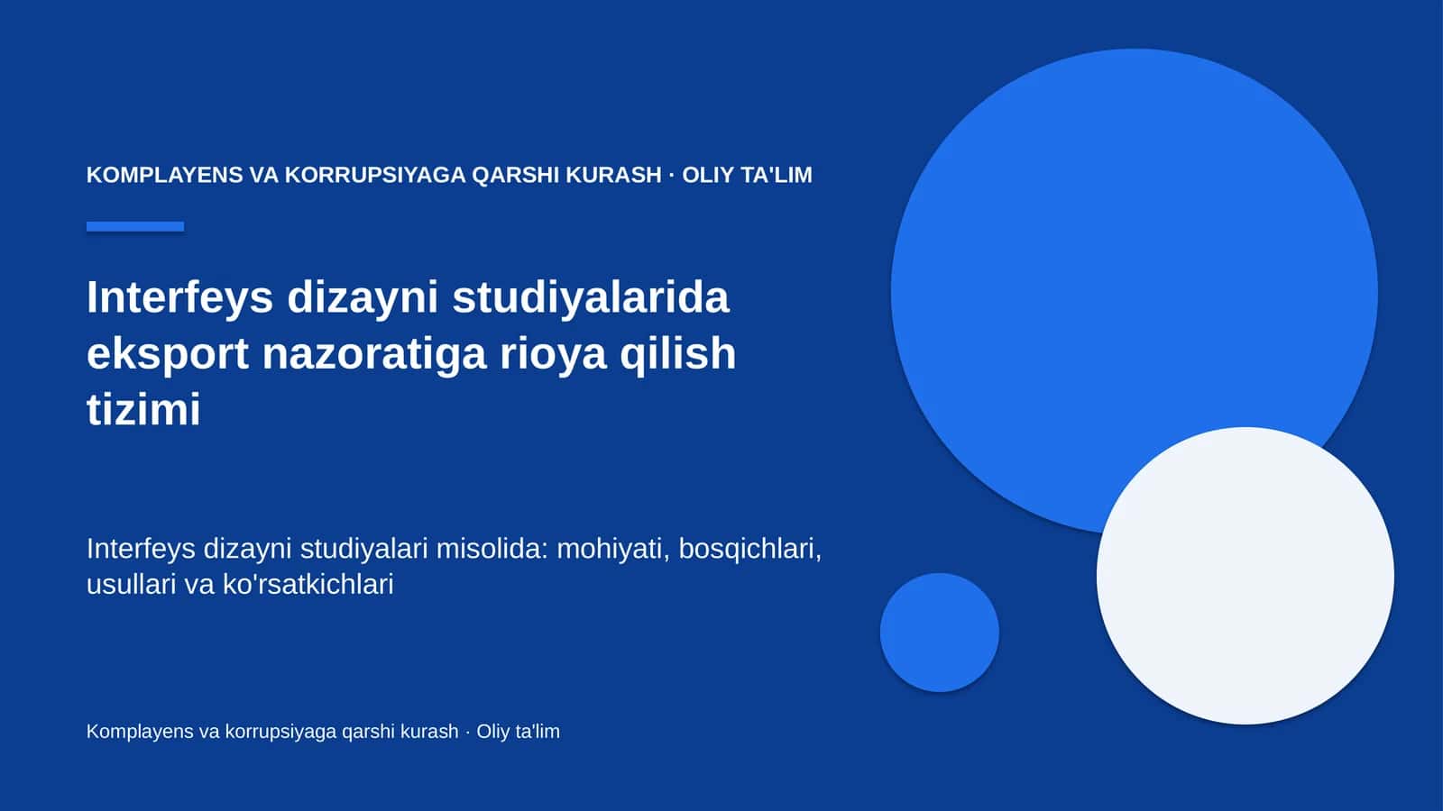 Interfeys dizayni studiyalarida eksport nazoratiga rioya qilish tizimi