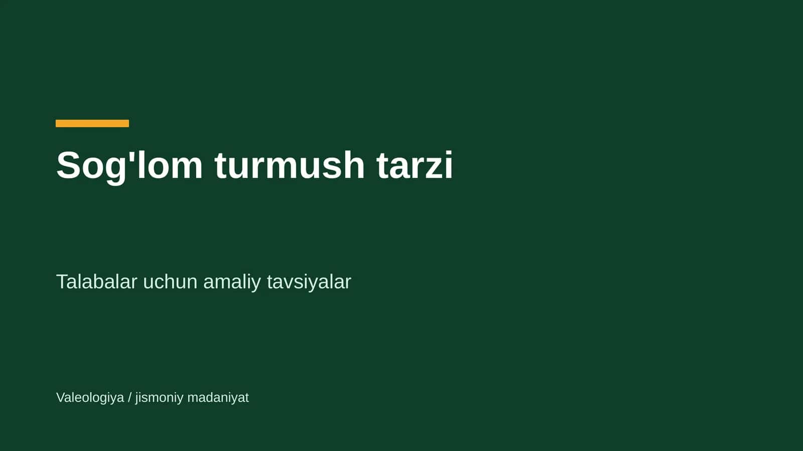 Sog'lom turmush tarzi