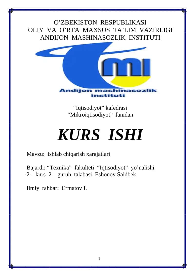 Ishlab chiqarish xarajatlari