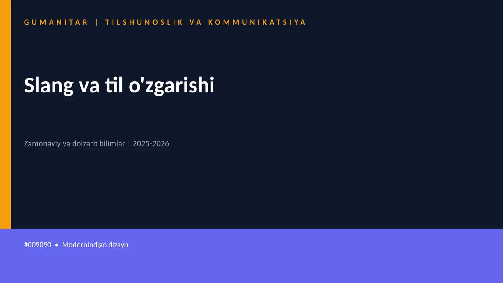 Slang va til o'zgarishi