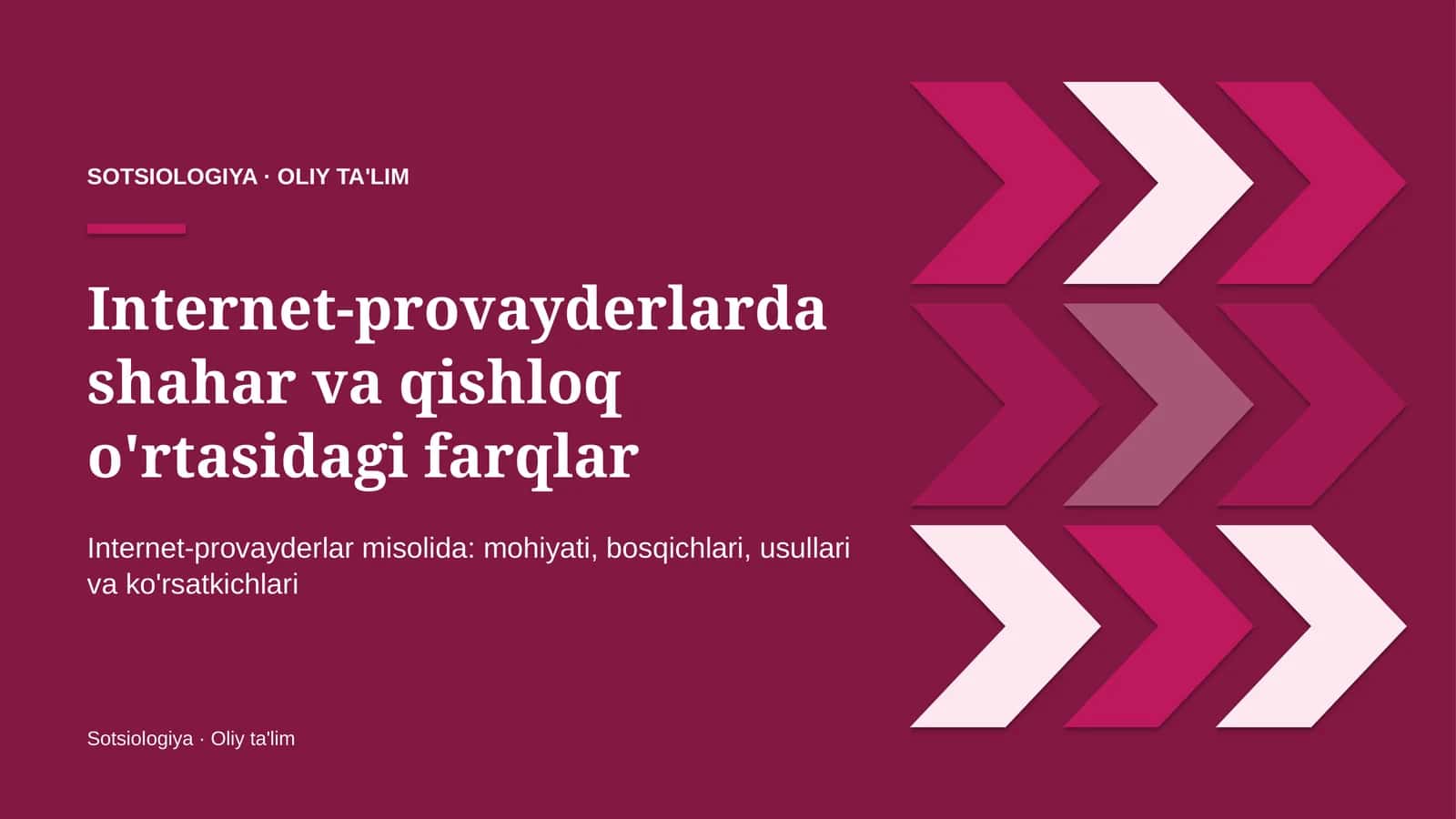 Internet-provayderlarda shahar va qishloq o'rtasidagi farqlar