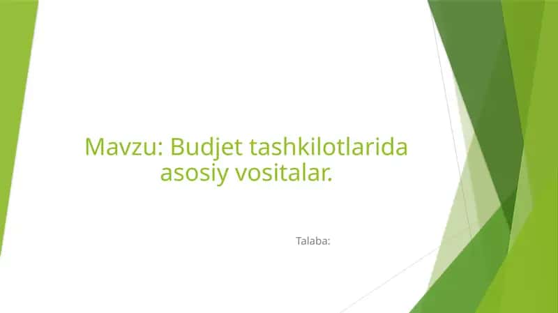 Budjet tashkilotlarida asosiy vositalar