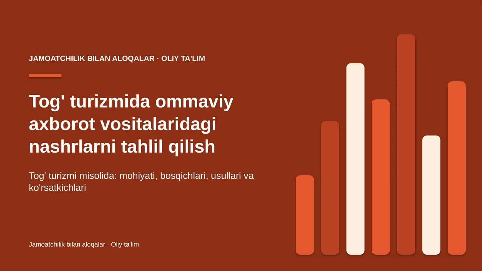 Tog' turizmida ommaviy axborot vositalaridagi nashrlarni tahlil qilish