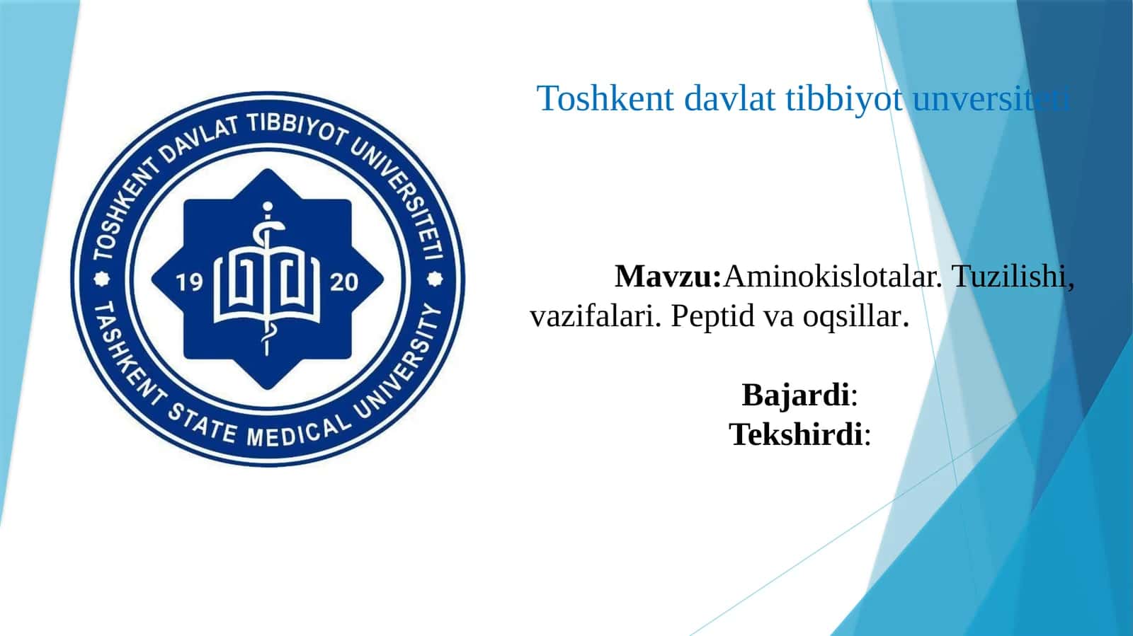 Toshkent davlat Tibbiyot unversiteti