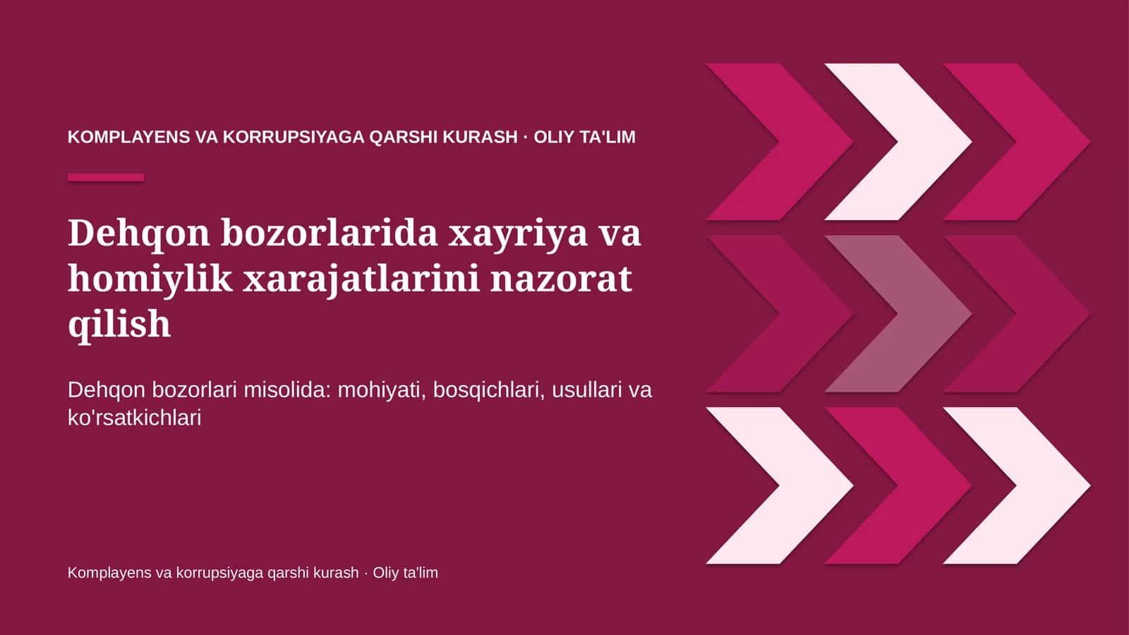 Komplayens va korrupsiyaga qarshi kurash · Oliy ta'lim