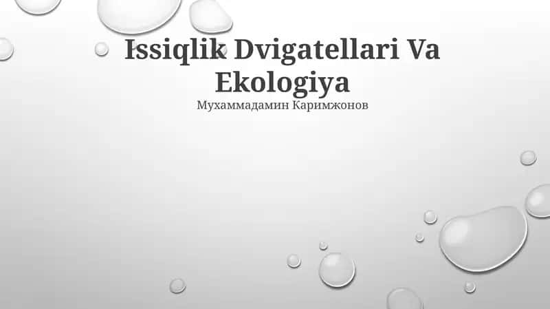 Ichki yonuv dvigatellari va ekologiya