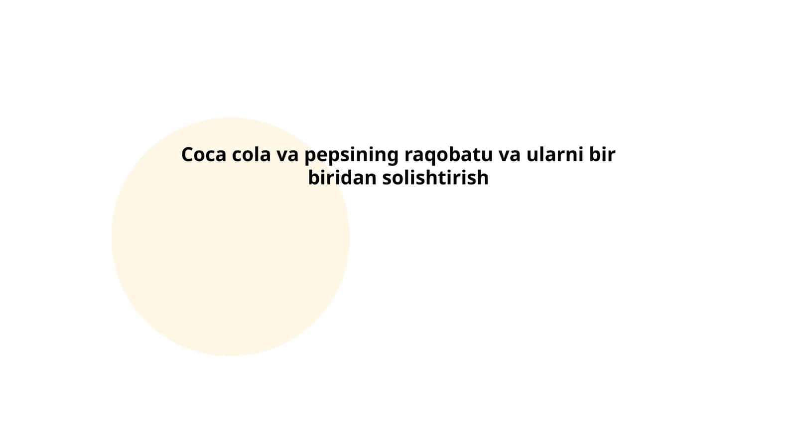 Coca cola va pepsining raqobatu va ularni bir biridan solishtirish