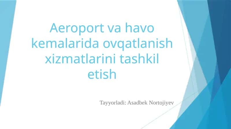 Aeroport va havo kemalari da ovqatlanish xizmatlari