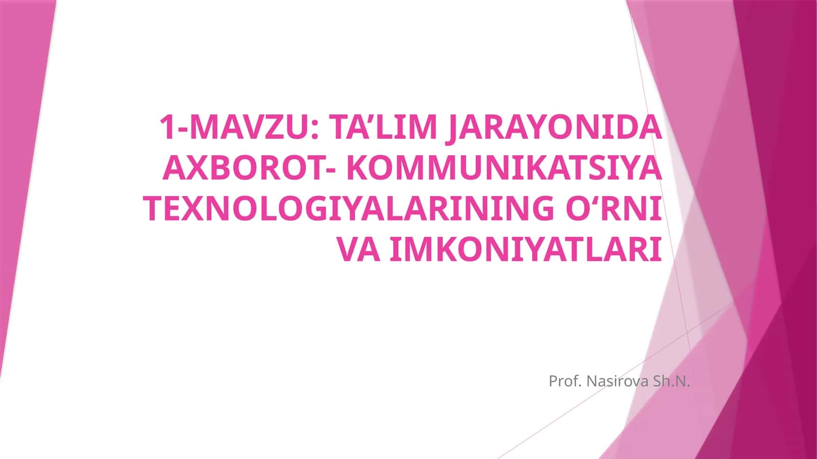 TA’LIM JARAYONIDA AXBOROT- KOMMUNIKATSIYA TEXNOLOGIYALARINING O‘RNI VA IMKONIYATLARI
