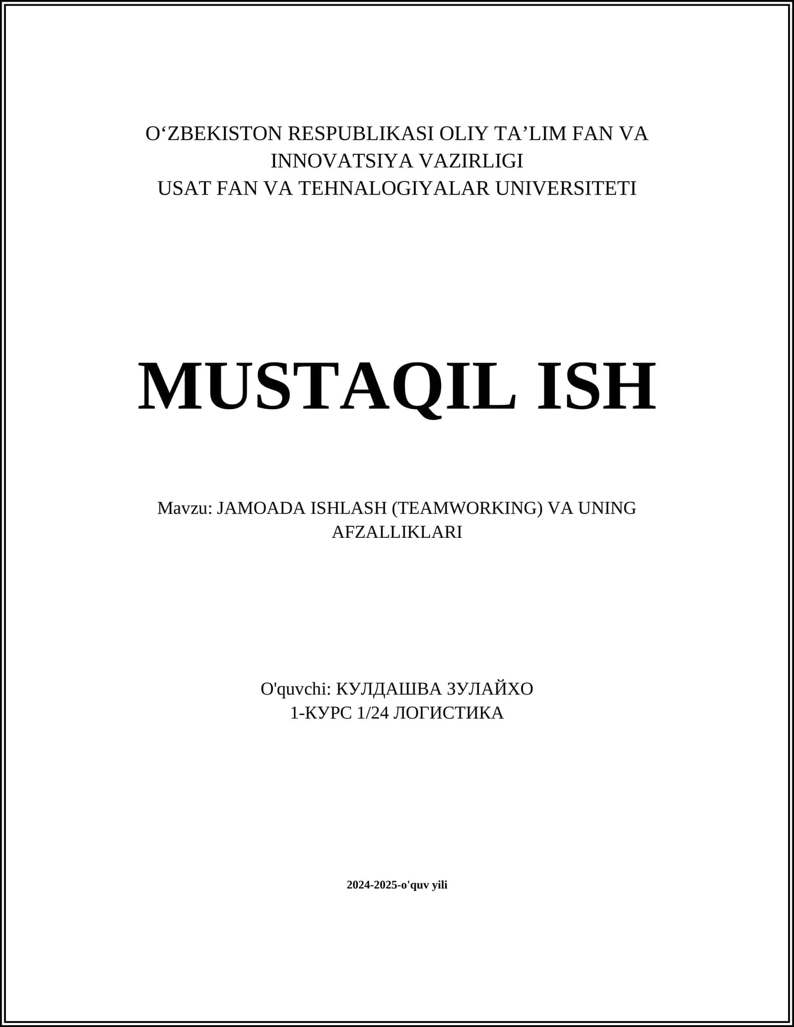 Jamoada ishlashning asosiy tamoyillari