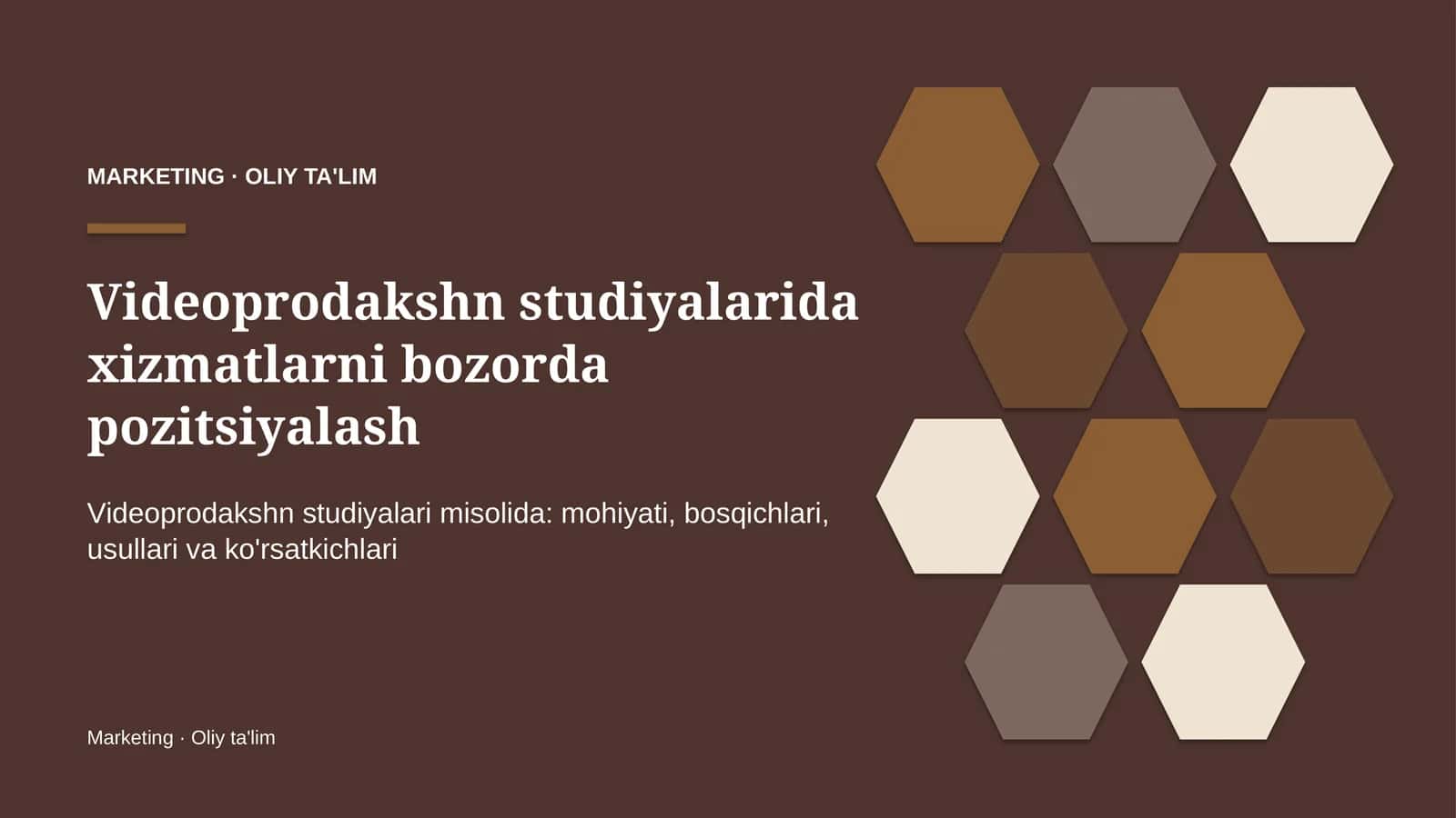Videoprodakshn studiyalarida xizmatlarni bozorda pozitsiyalash