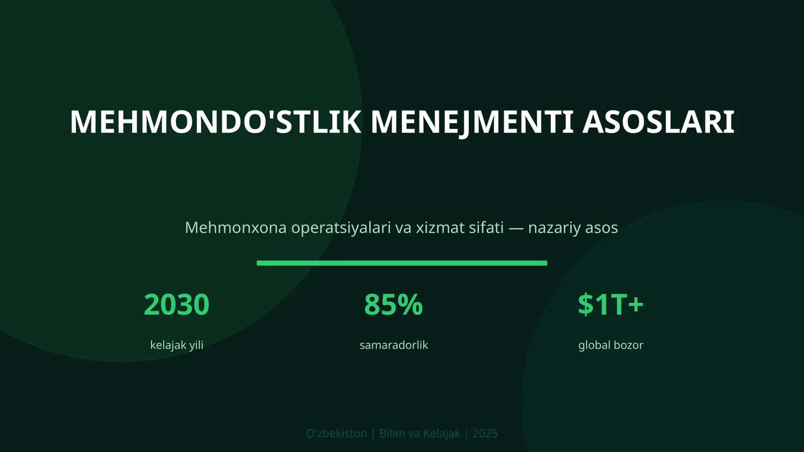 MEHMONDO'STLIK MENEJMENTI ASOSLARI