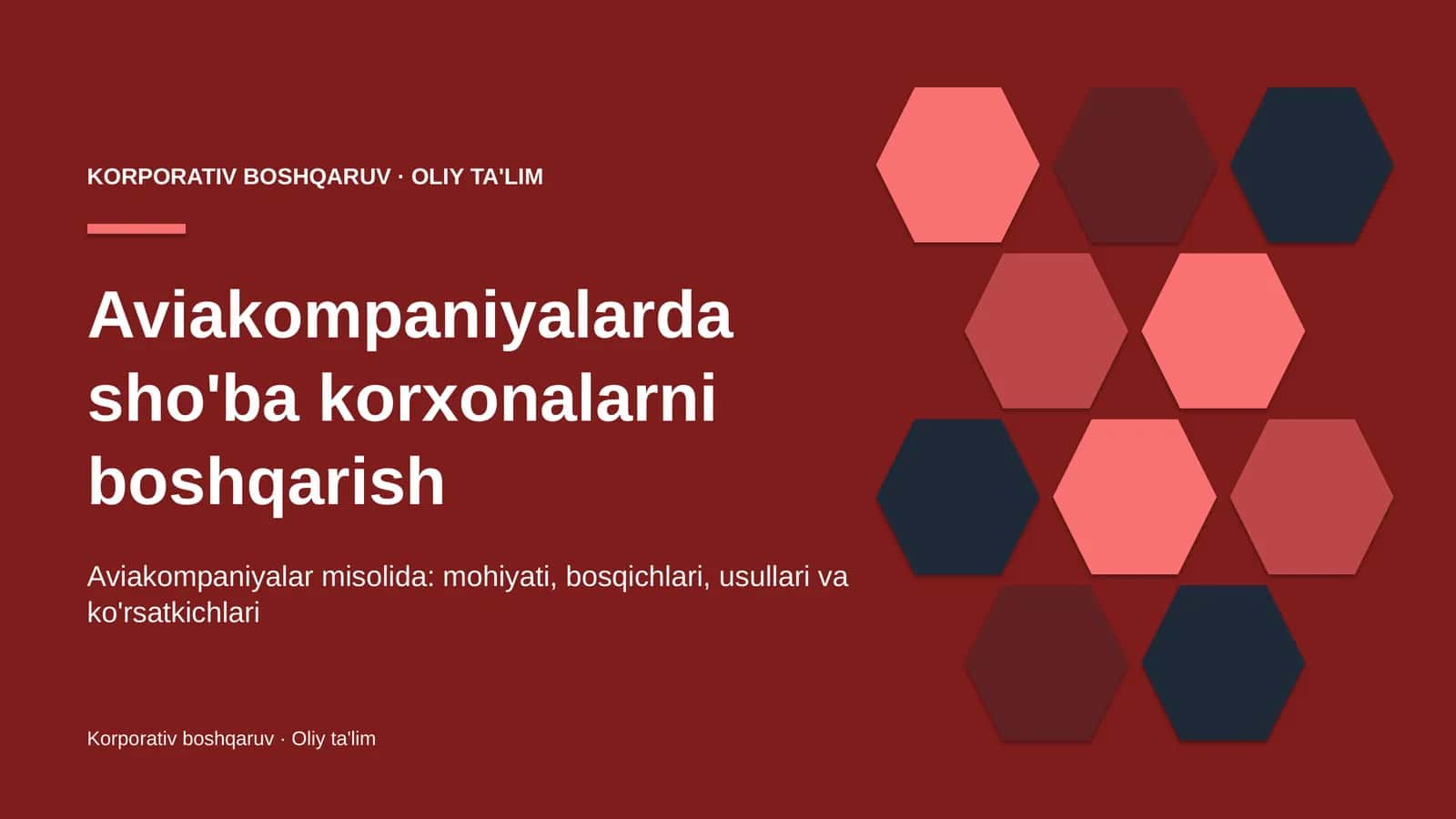 [Aviakompaniyalarda sho'ba korxonalarni boshqarish]