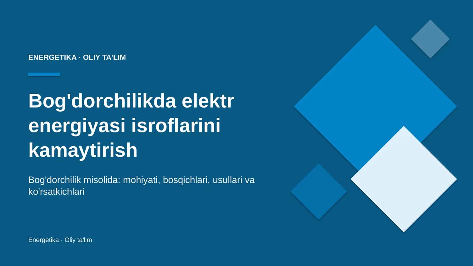 Energetika · Oliy ta'lim