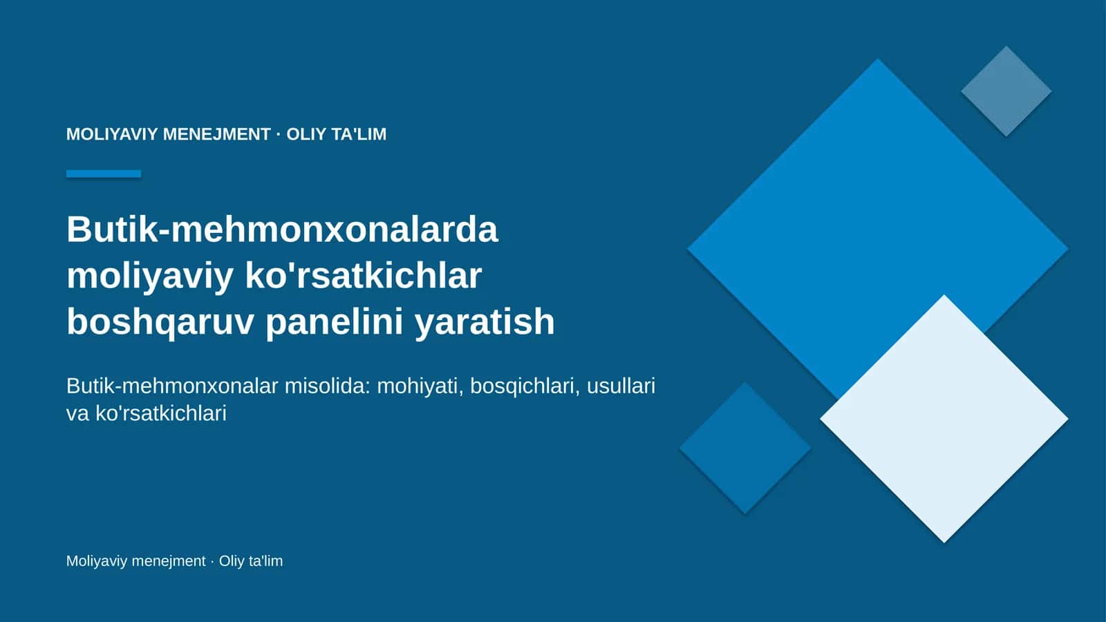 butik mehmonxonalarda moliyaviy ko'rsatkichlar boshqaruv panelini yaratish 2862