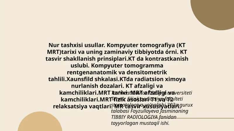 Kompyuter tomografiya (KT MRT)