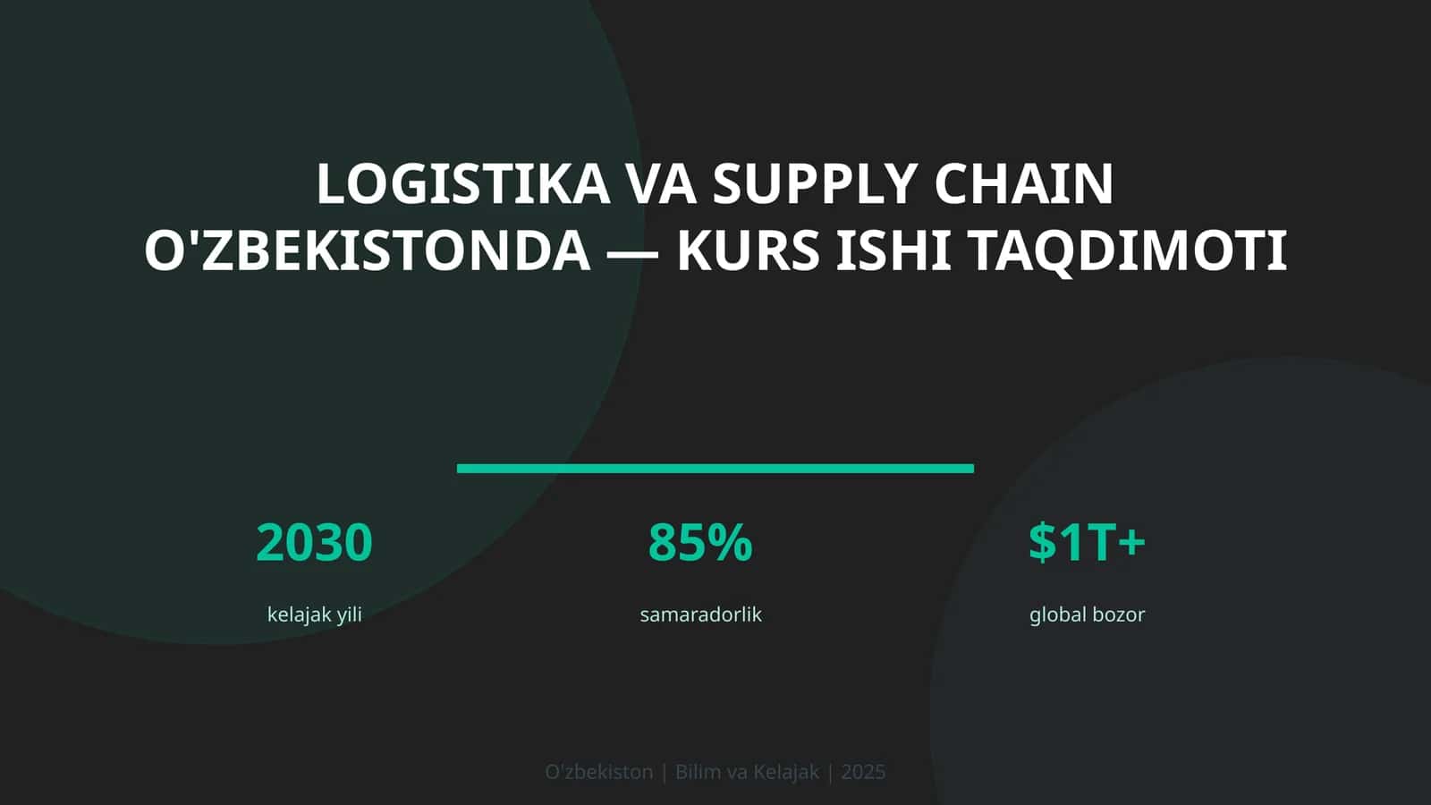 Logistika va Supply Chain O'zbekistonda — Kurs Ishi Taqdimoti