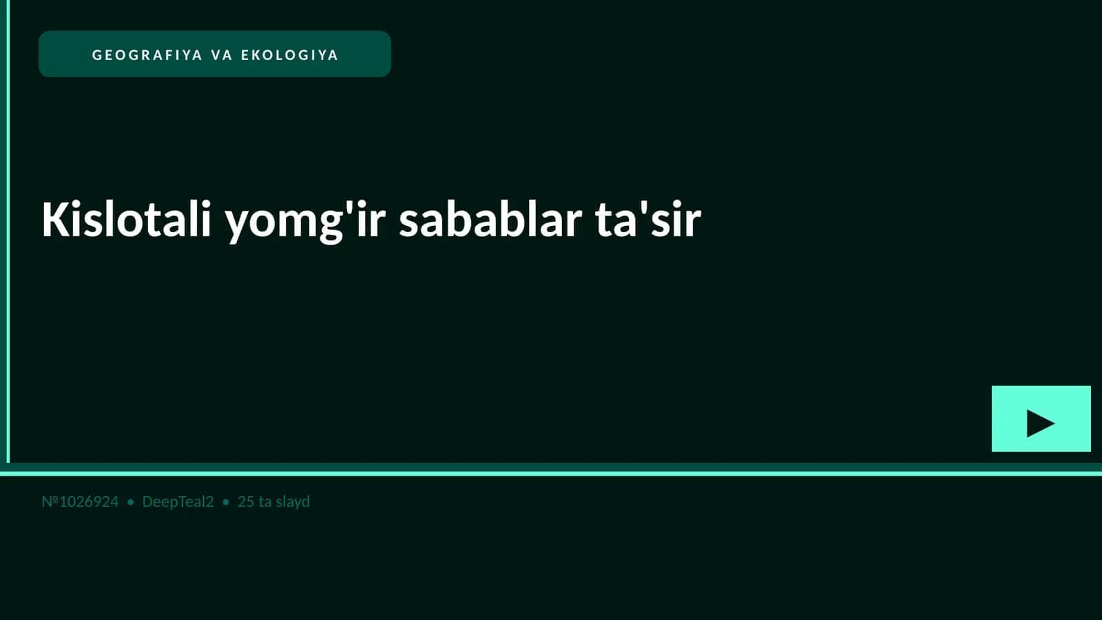 GEOGRAFIYA VA EKOLOGIYA
