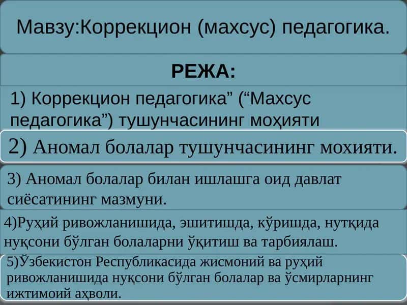 Тарбиялашда коррекция ва ривожланиш