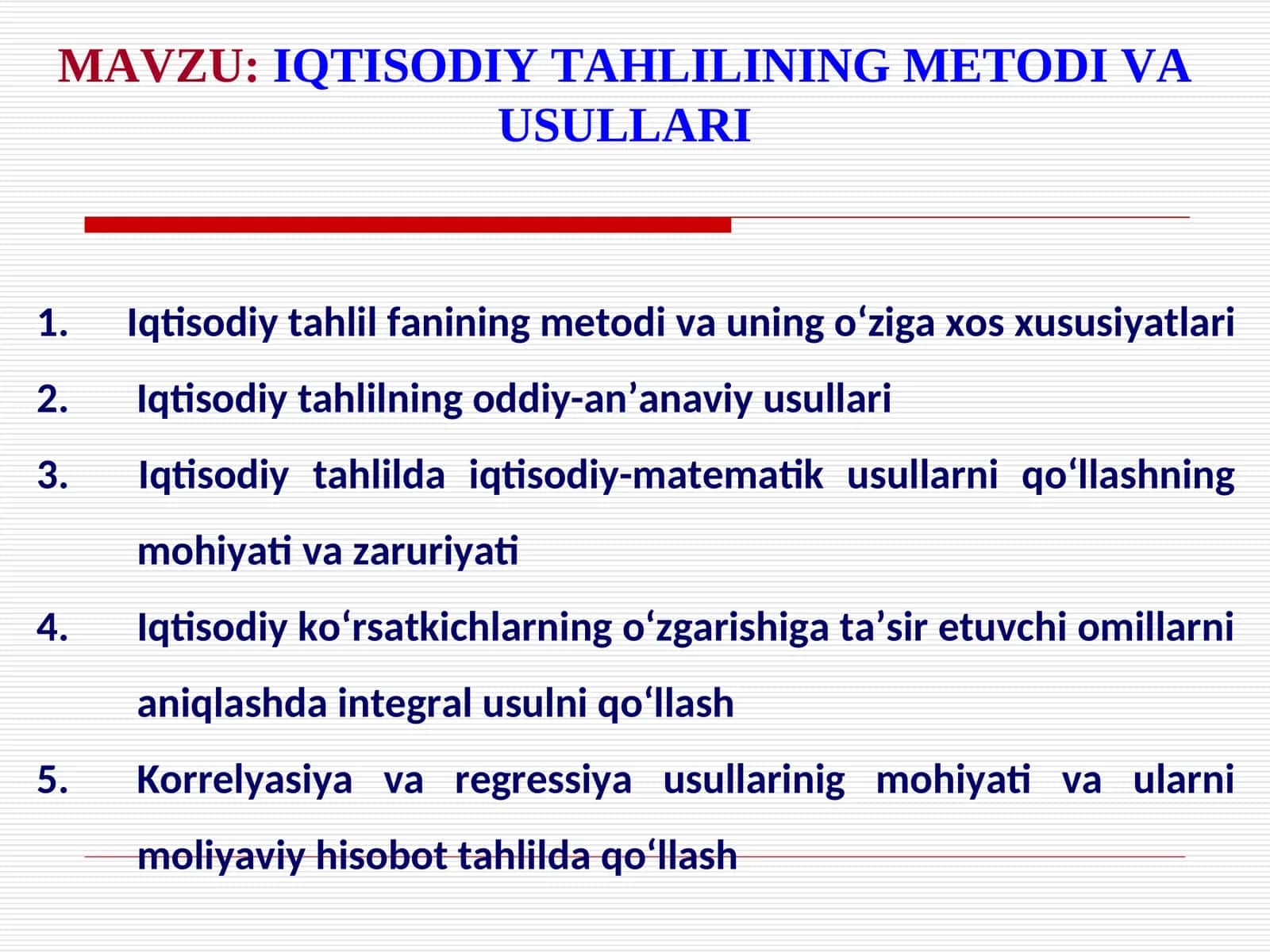 Iqtisodiy tahlilning metod va usullari