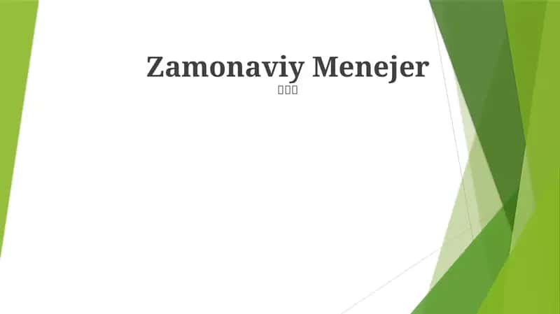 Zamonaviy Menejer