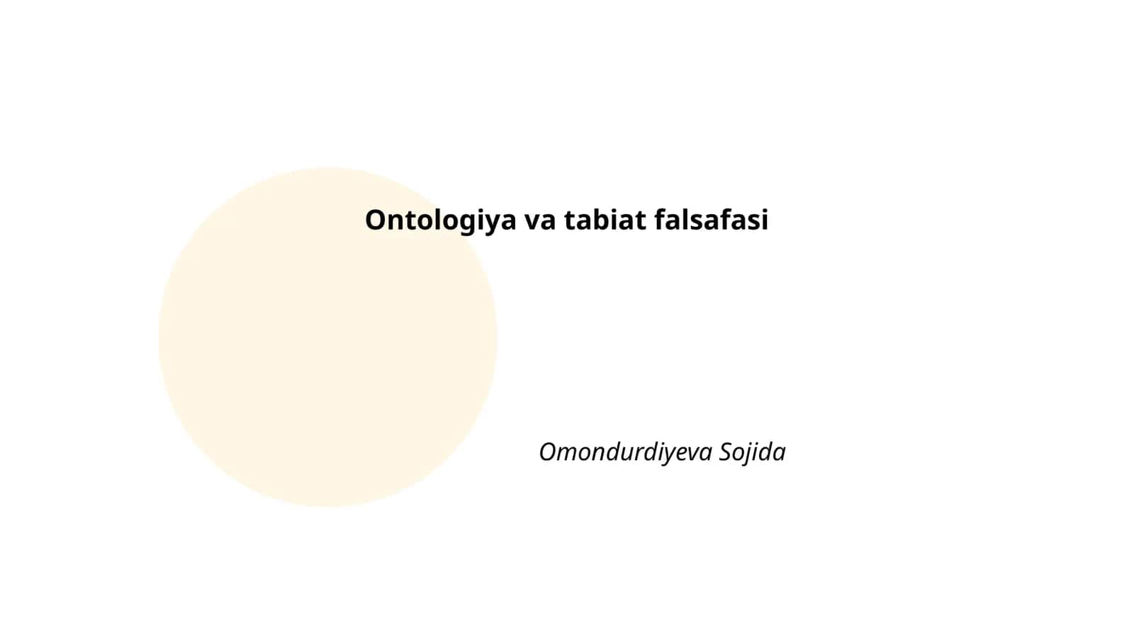 Ontologiya va tabiat falsafasi