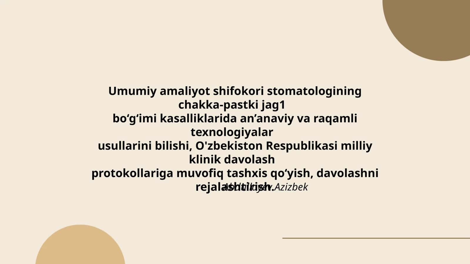 Umumiy amaliyot shifokori stomatologining chakka-pastki jag1