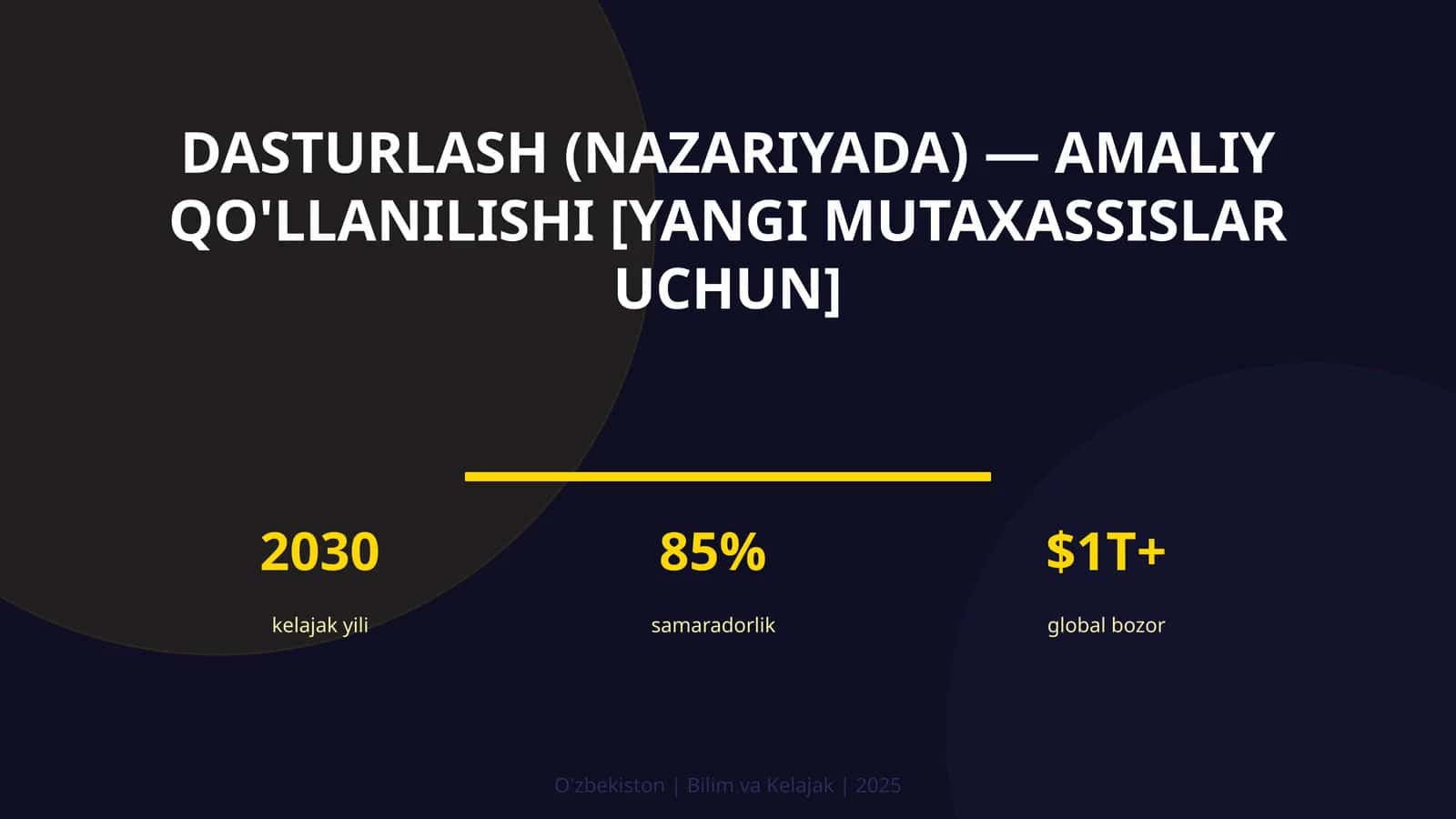 Dasturlash (nazariyada) — amaliy qo'llanilishi [yangi mutaxassislar uchun]