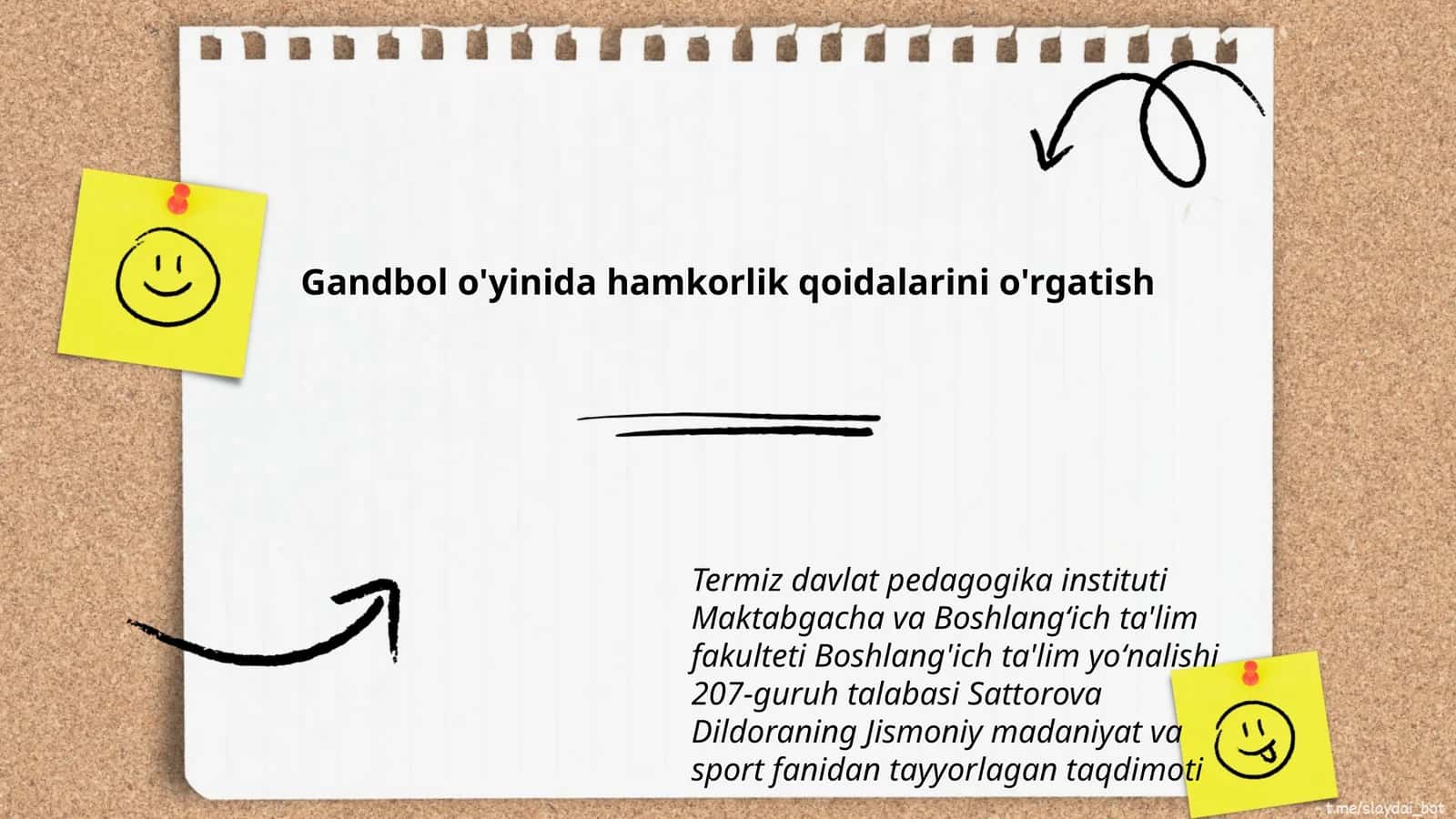 Gandbol o'yinida hamkorlik qoidalarini o'rgatish