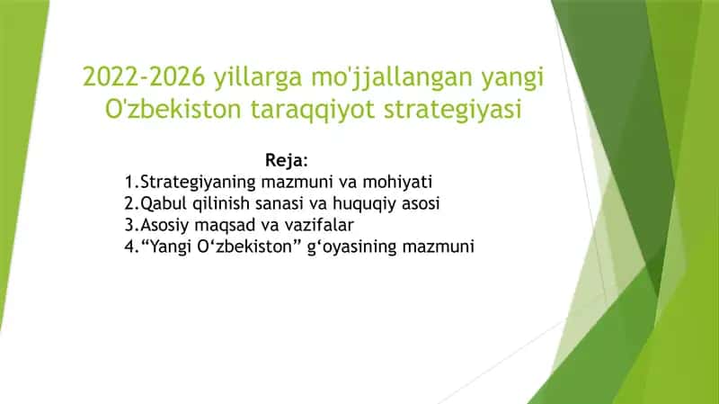 Yangi O'zbekiston taraqqiyot strategiyasi