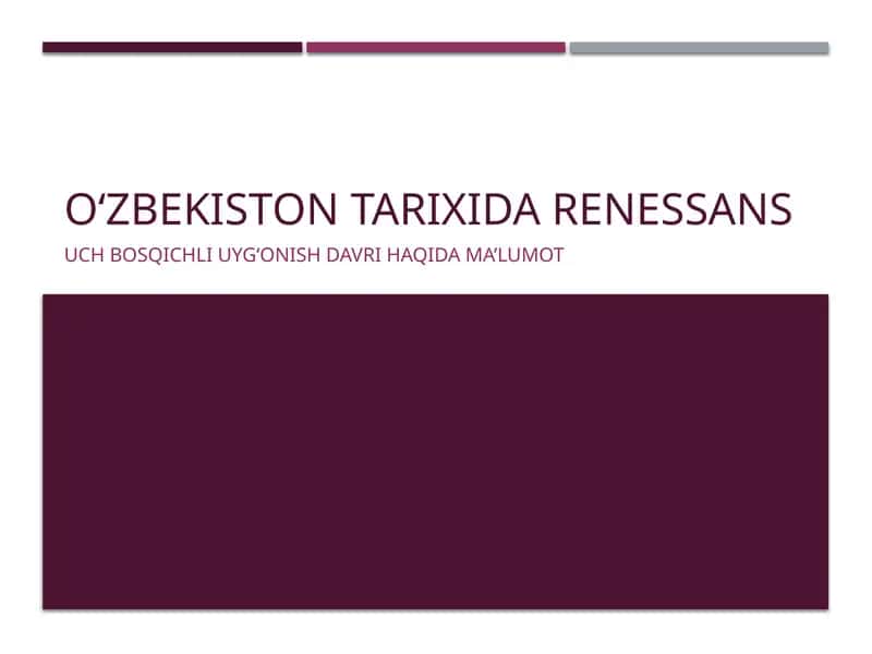 O‘zbekiston tarixida Renessans