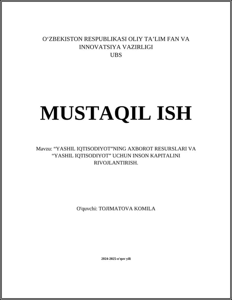 "Yashil iqtisodiyot"