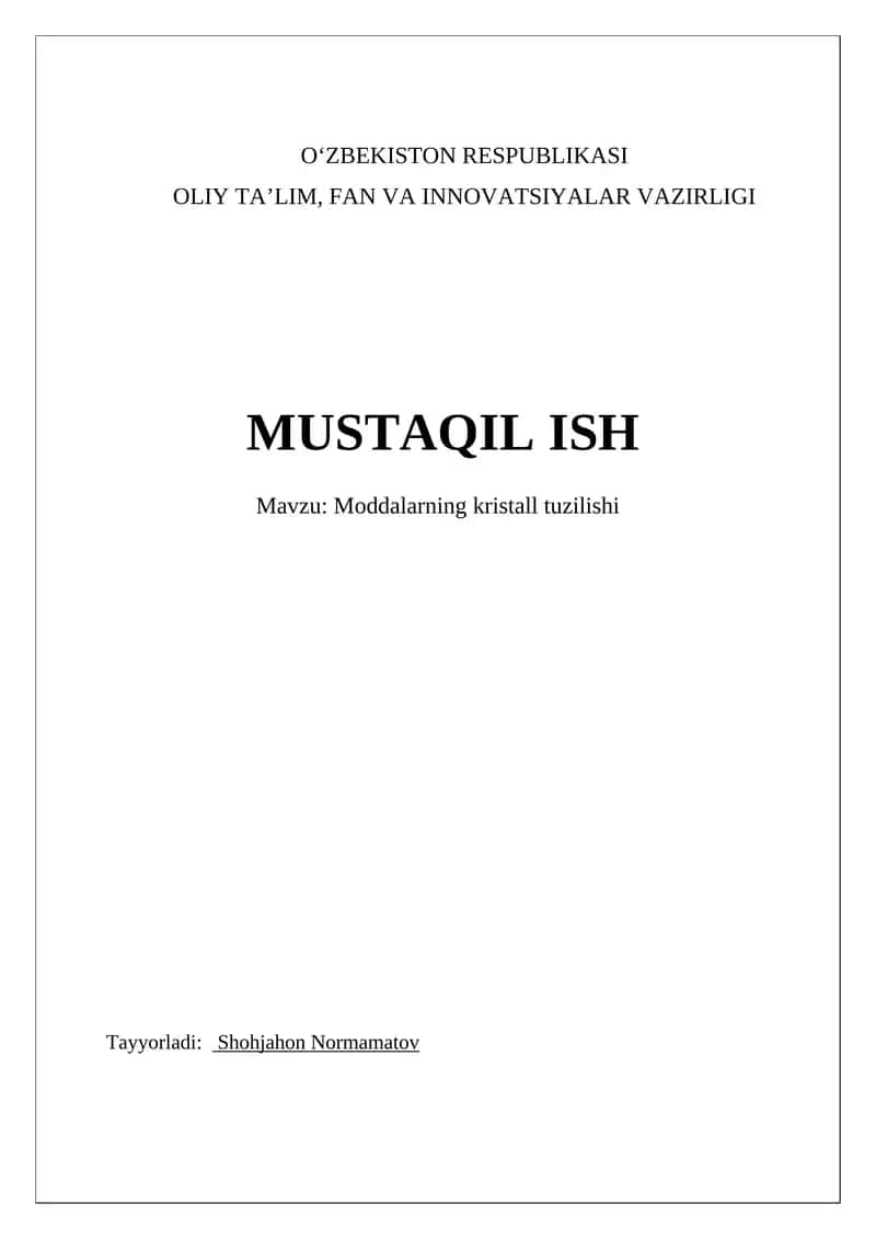 Moddalarning kristall tuzilishi