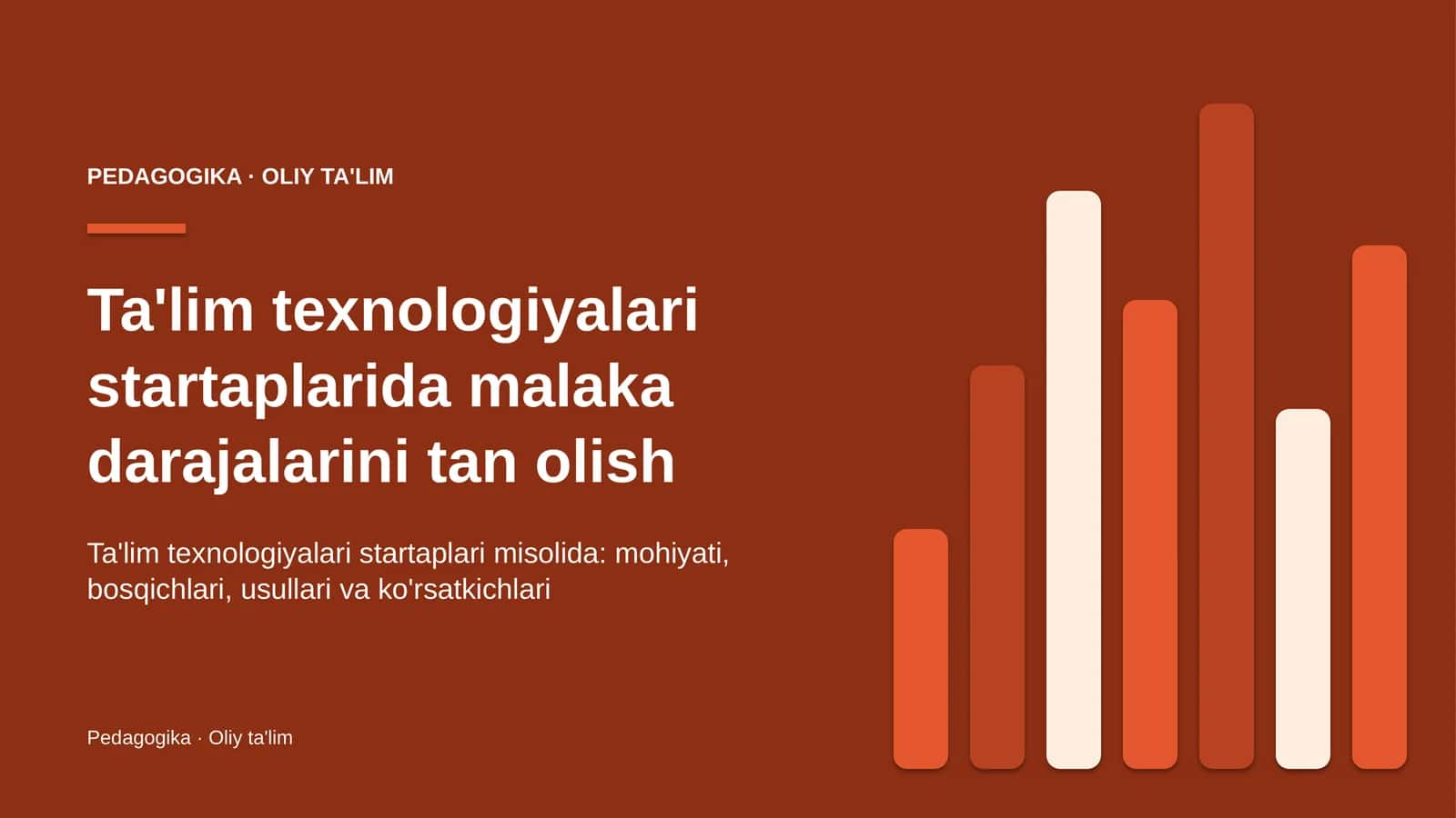 ta'lim texnologiyalari startaplarida malaka darajalarini tan olish 6971