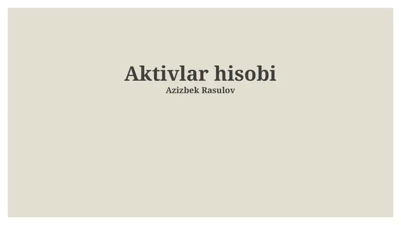 Aktivlar hisobi